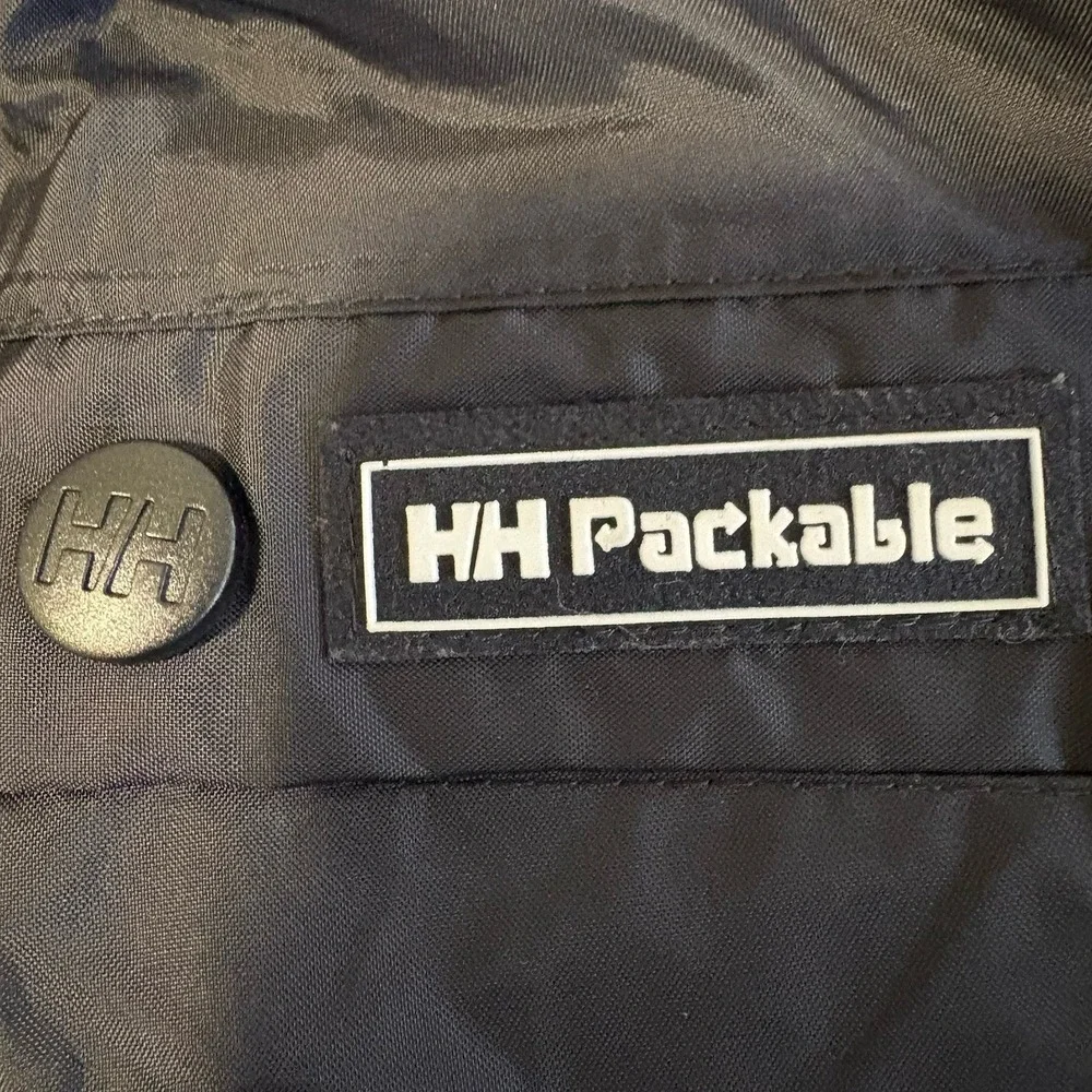 Helly Hansen Packable Hiking Pants Mens XL Black Ankle Zip Wide Leg Baggy Logo